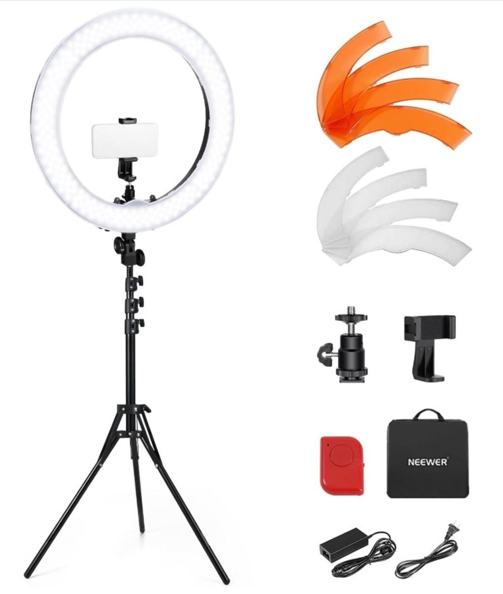 NEEWER RL-18 18" 55W Dimmable LED Ring Light Kit Tripod Stand Open Box